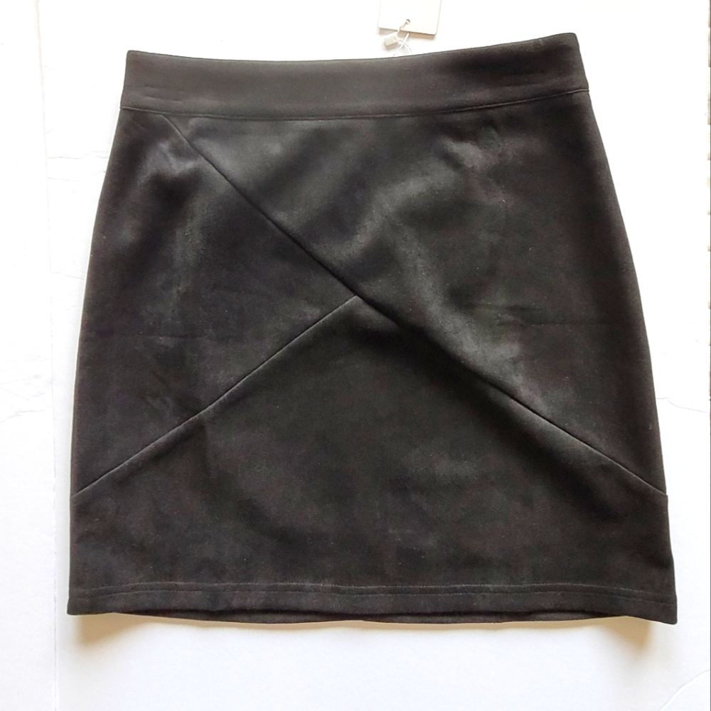 Mangopop Faux Suede Mini Skirt Women Size S Black